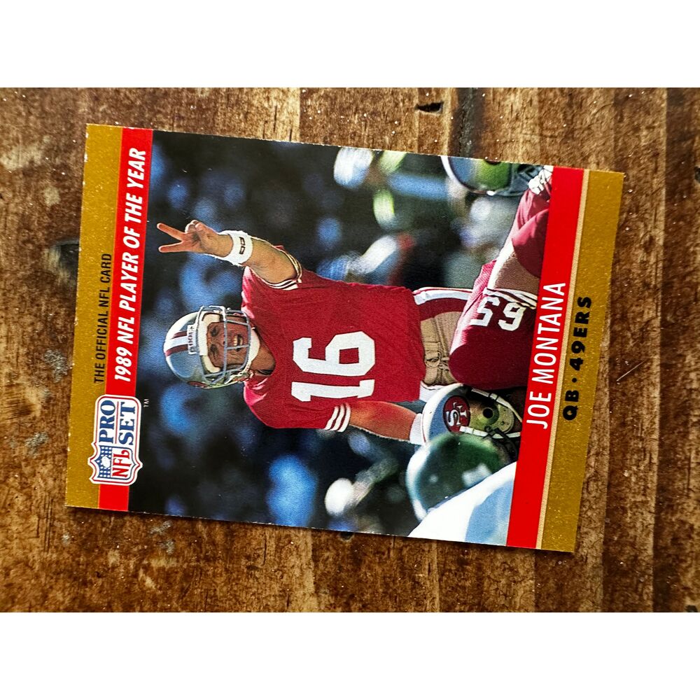 Joe Montana 1990 Pro Set NFL Player Of The Year Jim Kelly Error Card #2-49
